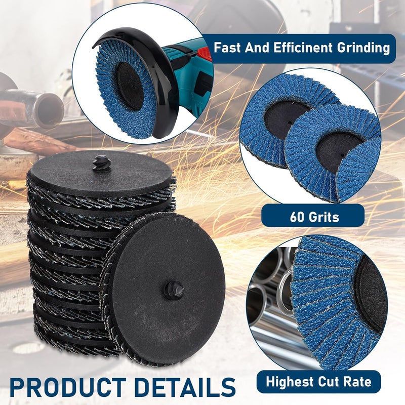 CraftyDream 50 Pcs 3 Inch Flap Discs 60 Grit T27 Flap Sanding Disc High Density Zirconia Grinding Wheels Roll Lock Sanding Disc for Metal Wood Stainless Steel Finishing and Angle Grinder Rust Removal - Image 3